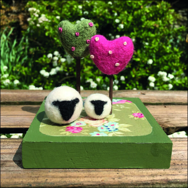 pink right way up A quaint unique handmade miniature meadow with felted sheep.  Includes free postage and packing.
