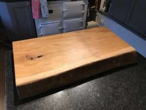 IMG 4138 Hardwood chopping board approx 70-85cm x 40-50cm x 8-10cm . Natural waney edge. Oak/elm/ash/beech/cherry