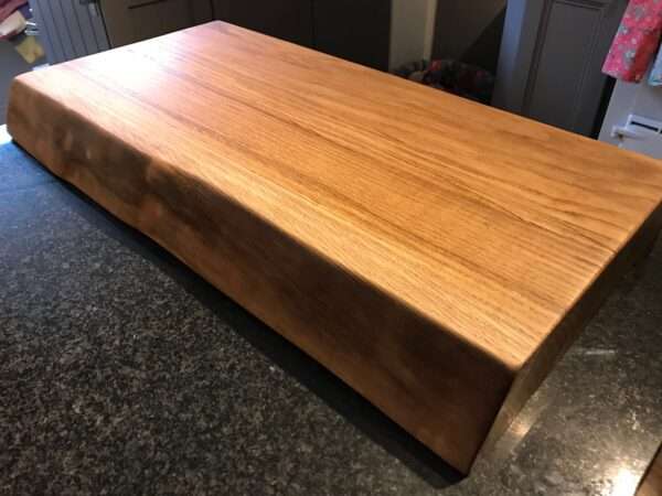 IMG 4141 Hardwood chopping board approx 70-85cm x 40-50cm x 8-10cm . Natural waney edge. Oak/elm/ash/beech/cherry