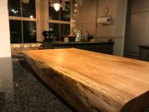 IMG 4174 Hardwood chopping board approx 70-85cm x 40-50cm x 8-10cm . Natural waney edge. Oak/elm/ash/beech/cherry