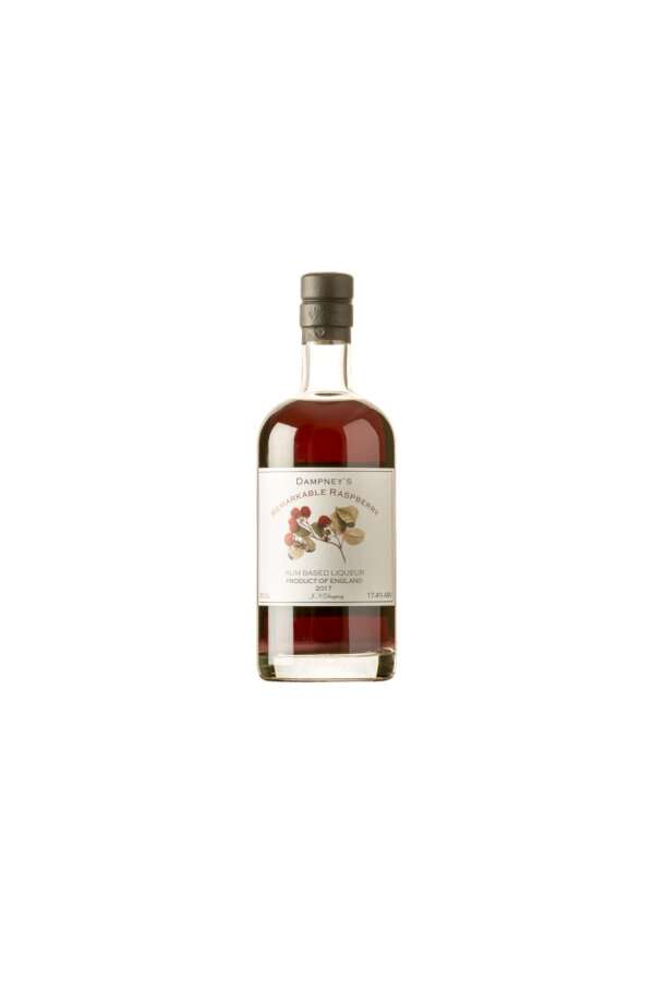 3BE59CE6 4AA9 44E0 8271 AEC160C9B6EF 1 Dampney’s Remarkable Raspberry is made using naturally ripened fruit from the South of England. The berries are steeped in British spirit for just the right length of time to draw out the intense raspberry flavour. Hand pressed and filtered it produces a claret clear liqueur which bursts with the aroma of an English summer. Making waves and using rum as a base for this liqueur has proven an inspired idea. It's created a liqueur that hits the taste buds with raspberry, raspberry and more raspberry!   Try it as a warming winter ‘shot’, pep up a glass of fizz or simply add tonic, relax and enjoy.   Free UK shipping included excl Highlands & Islands
