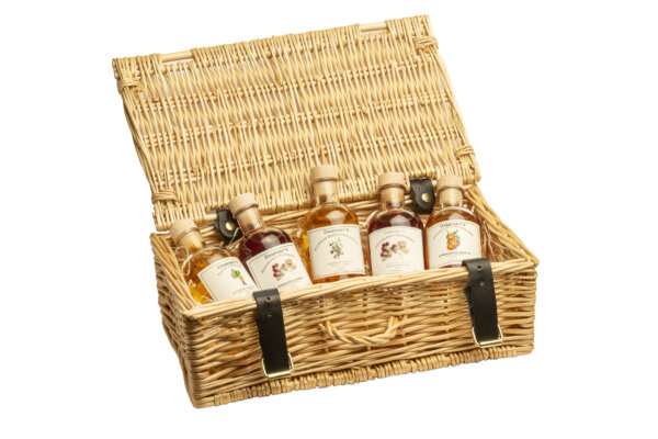 BEEC8220 D5A2 4F6F 87DC 1BEFC404334E A selection of 5 of our favourite 10cl liqueurs in a delightful Wicker Hamper. Choose from:- Raspberry Rum, Gin or Vodka Rhubarb Gin Rhubarb & Ginger Gin Sloe Gin Damson Gin or Vodka Redcurrant Rum Marmalade Vodka Gooseberry Gin Let us know your choice by sending a message on the "chat with seller" tab. Free UK shipping excl. Highlands & Islands