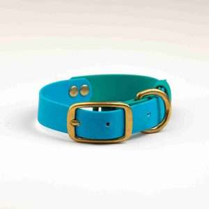 Collared Creatures Sky Blue & Teal Multicolour Waterproof Dog Collar