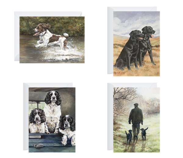 Caroline Cook Labradors and Spaniels Cards Greeting Cards No message In packs of 8 Size 14 x 19.5cm and 19.5 x 14cm Free postage