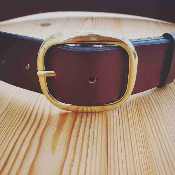 IMG 20210206 212431 943 scaled Hand-crafted leather belt. Made-to-measure from the finest English full grain leather. Hand-stitched. Leather colour: black, dark brown, chestnut, tan, or natural. Solid brass or nickel-plated buckle. Personalise - add embossed lettering for no additional cost. Eg, initials, name, nickname.