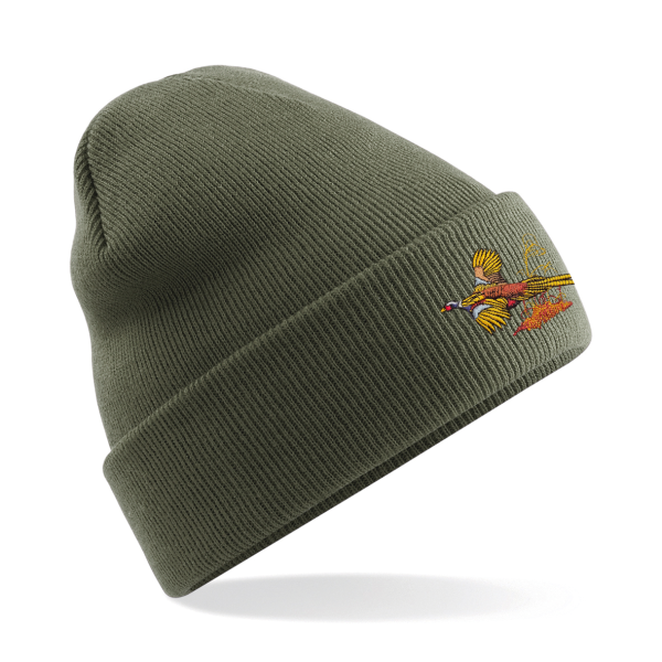 Olive Beanie 01 <ul> <li><strong>Warm Unisex Beanie Hat .</strong></li> <li><strong>Embroidered pheasant logo.</strong></li> <li><strong>Available in French Navy, Bottle Green, Black and Burgundy</strong></li> </ul>