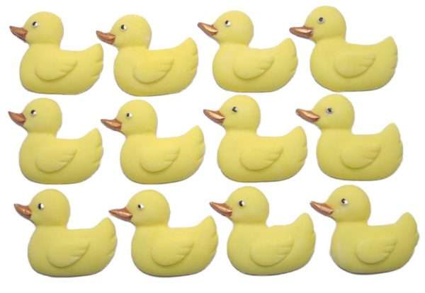 12 BDM YellowJpeg These medium sized baby ducks make great cupcake toppers or cake decorations for a baby Shower or 1st birthday celebration. Available in blue, pink, yellow and white with mixed sets as well We have several sizes of ducks to choose from. Approx Size: 33 mm high - 35 mm wide