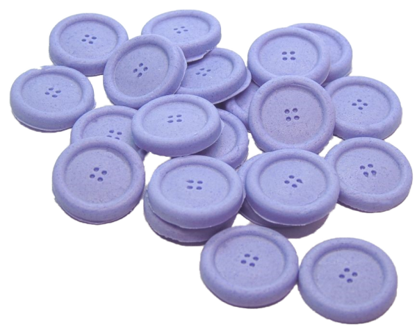 18 Purple buttons Are you wanting to button up your cupcakes? Then these 18 edible button cupcake toppers, cake decorations would do the trick. These are Idea for baby shower and birthdays as well as other celebrations. Available in a range of colours including pink, blue, purple, yellow, white and green. If you would prefer another colour please ask. There are also other sizes in same colours within our other listings. Approx size: 2cm x 2cm