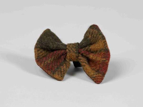 collared creatures autumnal check dog bow tie