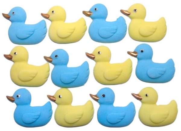Inked12 BDM Blue yellowJpeg LI These medium sized baby ducks make great cupcake toppers or cake decorations for a baby Shower or 1st birthday celebration. Available in blue, pink, yellow and white with mixed sets as well We have several sizes of ducks to choose from. Approx Size: 33 mm high - 35 mm wide