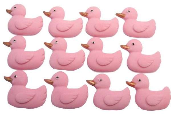 Inked12 BDM PinkJpeg LI These medium sized baby ducks make great cupcake toppers or cake decorations for a baby Shower or 1st birthday celebration. Available in blue, pink, yellow and white with mixed sets as well We have several sizes of ducks to choose from. Approx Size: 33 mm high - 35 mm wide