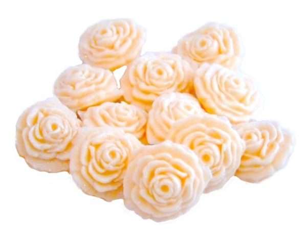 Inked12 Ivory Roses white background LI This selection of edible small roses is shown in fixed colour sets, we do have them available in mixed colour sets under a separate listing. All are glittered and due to their size are extremely popular as cake fillers. These roses make Ideal cupcake and cake topper decorations for Weddings, Birthdays, Valentine and Anniversary. We hand make all our own decorations. Approx Size 2 cm