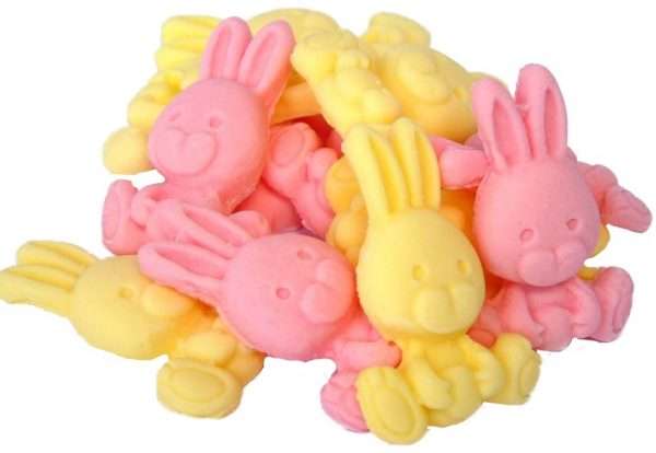 Inked12 Pink yellow rabbitsjpeg LI If you are looking for something for your Easter bakes? Then these cute, edible-coloured rabbits are ideal. They are also an exceedingly popular choice for decorating baby showers Cupcake Toppers. 12 Cute Edible Baby Rabbits, Available in a choice of colours and colour mixes Approx Size: 3.5cm Tall