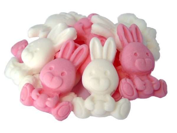 Inked12 pink white rabbitsjpeg LI If you are looking for something for your Easter bakes? Then these cute, edible-coloured rabbits are ideal. They are also an exceedingly popular choice for decorating baby showers Cupcake Toppers. 12 Cute Edible Baby Rabbits, Available in a choice of colours and colour mixes Approx Size: 3.5cm Tall