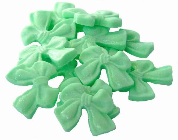Inked12 small bows lime green LI scaled These small coloured Glittered edible bows decorations will enhance any cupcake or cake. Available in a choice of colours making them ideal for Weddings, Birthdays, Valentine & Anniversary decorations Approx Size: 24mm high - 28mm wide
