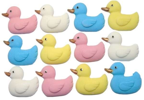 These medium sized baby ducks make great cupcake toppers or cake decorations for a baby Shower or 1st birthday celebration. Available in blue, pink, yellow and white with mixed sets as well We have several sizes of ducks to choose from. Approx Size: 33 mm high - 35 mm wide