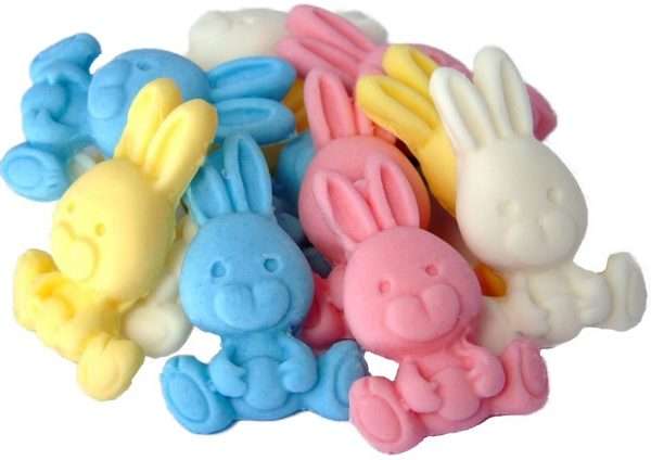 If you are looking for something for your Easter bakes? Then these cute, edible-coloured rabbits are ideal. They are also an exceedingly popular choice for decorating baby showers Cupcake Toppers. 12 Cute Edible Baby Rabbits, Available in a choice of colours and colour mixes Approx Size: 3.5cm Tall