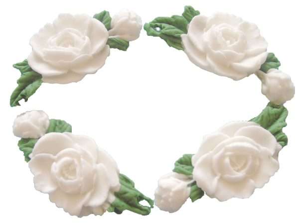 Inked4 white garlands Amazonjpeg LI These lovely rose garlands can make your cake extra special. Used by bakers for a variety of celebration cake including Wedding cakes. We have five colours to choose from and are happy to take orders for another colour choice you may have. Simply add a note at checkout with your request. Approx Size each Rose :7 cm - 3cm