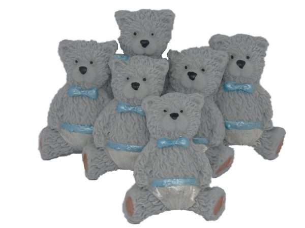 Inked6 Grey boy Teddysjpeg LI Would you like some adorable teddies to place on top of your cupcakes or as cake toppers? Then these boy or girl teddies are ideal. Available in brown, grey or blue and pink 6 baby teddies for a baby boy or girls Great choice for baby shower or birthday cake toppers and all available in a selection of colours. Approx Size: 4cm- 3.5 cm