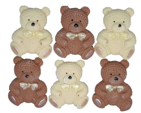 Inked6 cream brown teddysjpeg LI These  cute, knitted effect teddies will look great on your cupcakes and are sure to be a big hit with everyone and will look great on any Baby Shower, Birthday, or christening Cake or cupcakes. Available in either Grey Cream or Brown Approx Size: 4cm-3.5cm