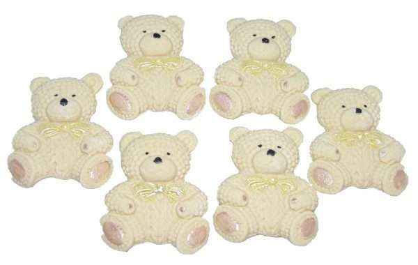 Inked6 cream teddysjpeg LI 1 These  cute, knitted effect teddies will look great on your cupcakes and are sure to be a big hit with everyone and will look great on any Baby Shower, Birthday, or christening Cake or cupcakes. Available in either Grey Cream or Brown Approx Size: 4cm-3.5cm