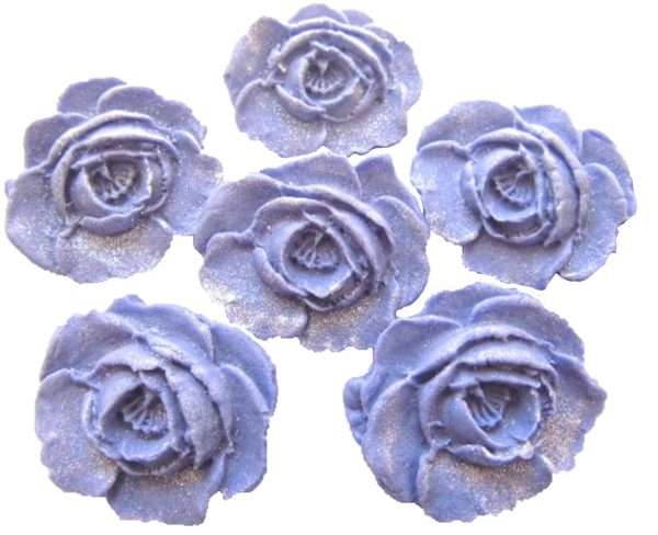 Inked6 large N purple rosesjpeg LI We have here edible roses that you can use to decorate your cakes and cupcakes with. All are edible and glittered to add that extra sparkle. We have a large selection of colours for you to choose from that will be sure to please all your guests. These are ideal for any occasion and celebration bakes. Approx Size: 4 cm wide