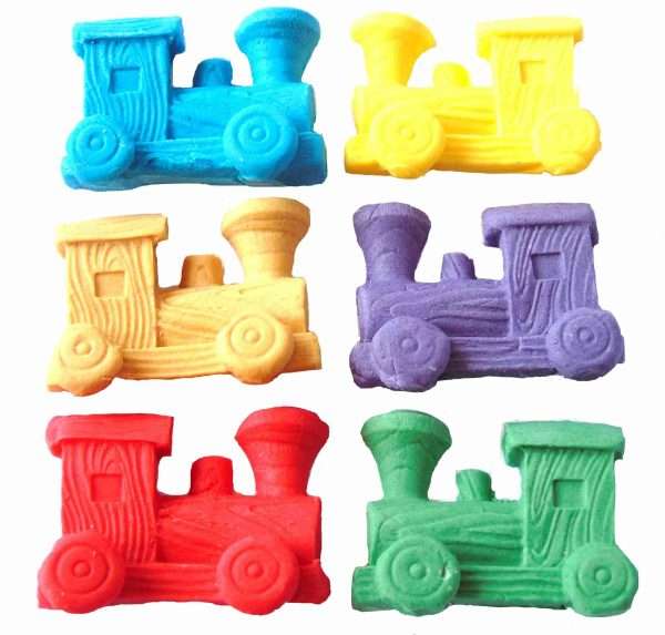 Inked6 trains LI scaled Our chunkiest train cake toppers are ideal for the train enthusiast in the family, for a birthday or even a baby shower. They are always a big hit. They come in a mix of red, blue, yellow, green, brown and Beige. A colourful array of novelty edible trains. Ideal for use as cupcake toppers or cake decorations and are suitable for birthdays as well as baby showers. Approx Size: 4.5cm to 4cm