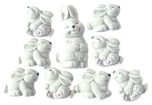InkedMum rabbit and grey babies jpeg LI These unique cake decorations are ideal and suitable for Easter, Mother’s Day and a Baby Shower to be used as cake decorations or cupcake toppers they are sure to please everyone. Set consists of 1 mother and 8 baby rabbits. Pack of rabbits contains: 8 edible Baby Rabbits – in sets of 4 left and 4 right and 1 mother rabbit Colours available: Pink, Blue and Grey. mother rabbit Grey only ·Approx Sizes: Baby rabbits: 3 cm - 3 cm - Mother rabbit: 6 cm -3 cm