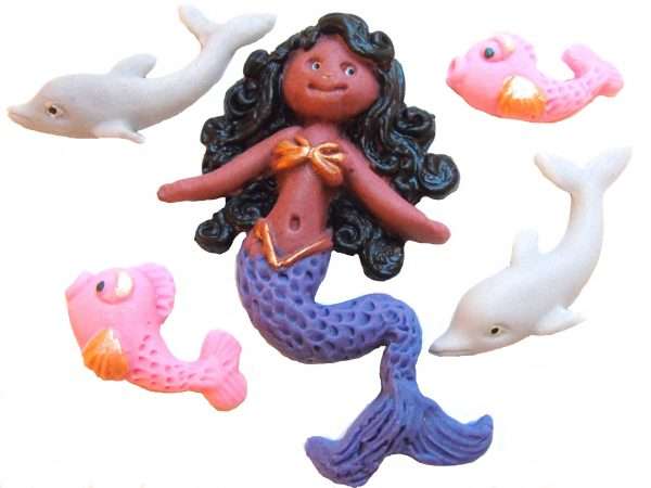 Inkeddark mermaid LI Wanting to create a sea life themed cake with mermaid? Then these are just what would do just that. All are handmade and edible with just a hint of glitter to give that special shine. The mermaid and various sea life will help make your cake a true centre piece for that special occasion. these are ideal to go with our sea life toppers which include sea shells and mermaids tails Approx Size range: 8cm to 5cm