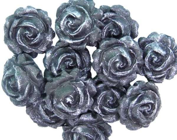 Inkednew small roses blackjpeg LI Do you require cupcake toppers for your celebration bakes? Then choose from our wide selection of coloured, glittered and totally edible roses. They always go down well at parties. 12 Glittered Coloured Roses are also great cake fillers. Large selection of colours to choose from Approx Size 2.5 cm