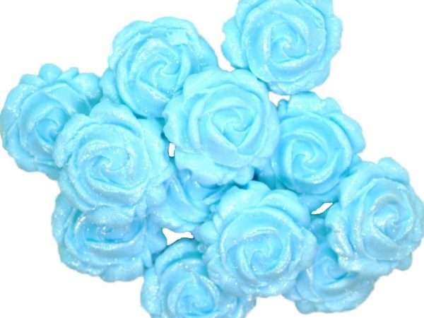 Inkednew small roses blueJpeg LI Do you require cupcake toppers for your celebration bakes? Then choose from our wide selection of coloured, glittered and totally edible roses. They always go down well at parties. 12 Glittered Coloured Roses are also great cake fillers. Large selection of colours to choose from Approx Size 2.5 cm