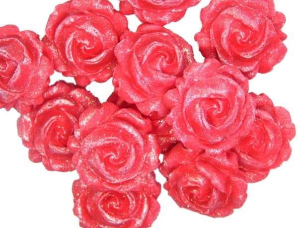 Inkednew small roses redJpeg LI 1 Do you require cupcake toppers for your celebration bakes? Then choose from our wide selection of coloured, glittered and totally edible roses. They always go down well at parties. 12 Glittered Coloured Roses are also great cake fillers. Large selection of colours to choose from Approx Size 2.5 cm