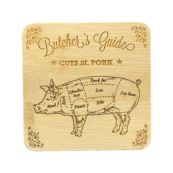 butchers coasters H The coasters have a diagram of various animals showing the names of the various meat cuts