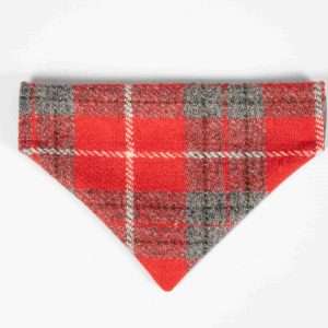 collared creatures red and grey check luxury harris tweed dog bandana
