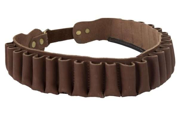 0b0ff389 6544 40fb bf42 d12418aae255 A traditionally styled, all-season, bridle leather cartridge belt holds 24 cartridges, with fully adjustable extender strap to fit over or under a jacket. The genuine leather belt is made up of 25 closed loop cartidge holders, all stitched from premuim graded leather. Fits waist sizes 32" to 44" . Perfect for all seasons.