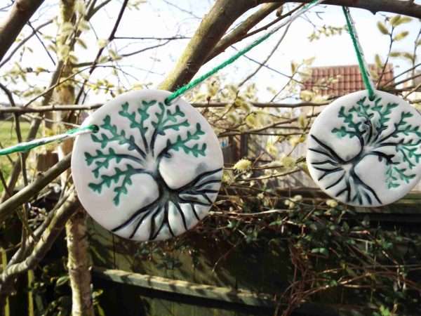 DSCF1945 scaled Beautiful handmade ceramic bunting with a Tree of Life design.