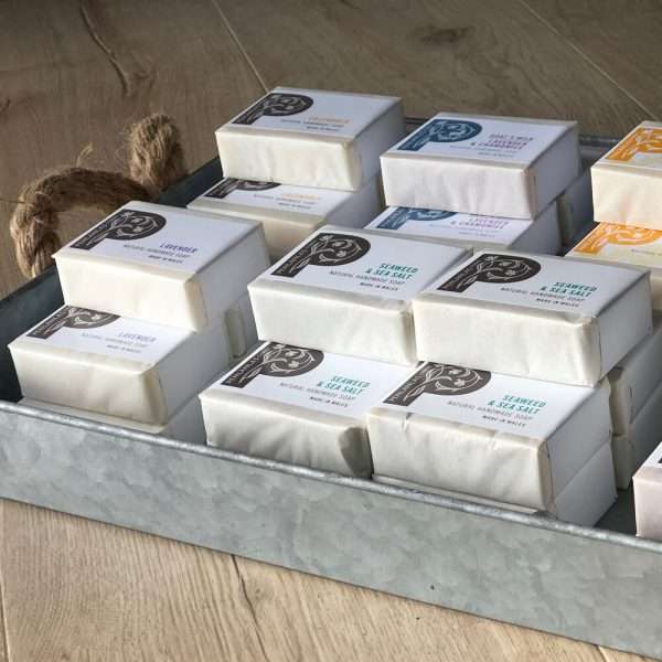 all bars l penlanlas cymru soaps Made with raw goats milk (high in naturally occurring vitamins, essential fatty acids and AHAs) combined with pure botanical oils and enriched with extra moisturising shea butter. Scented with Lavender and Roman Chamomile essential oils, both known to help reduce stress and insomnia. Luxuriously creamy, gentle and moisturising enabling the skin to appear smoother and brighter.