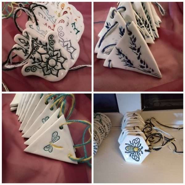 inCollage 20210312 203236961 Beautiful handmade ceramic bunting with a Indian Hand design.