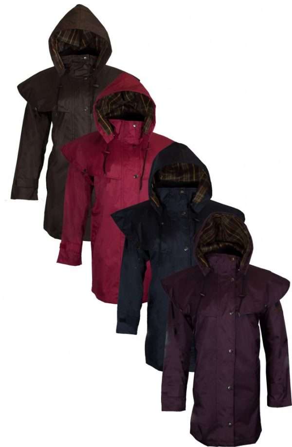 ladies hunton cape all Tough Durable clothing for ALL your favourite outdoor activities whether Walking, Riding, Hunting or Fishing. This classically styled 3/4 Length Hunton Jacket will provide you with all the comfort, protection and durability that you need Internal Fabric is 100% Cotton check with tartan lining, Outer Fabric is made from 100% Heavy weight Polyester. Other features include shoulder cape with arm straps, fully lined fabric for extra warmth, Inside Pocket, fully lined detachable hood, corduroy collar for comfort, taped seams, studded placket and two way fastening zip, adjustable back vent, two front welt pockets, velcro adjusable cuffs and two inside leg straps. Produced to the highest standards by a manfacturer of top quality country wear and derby clothing. Please check our size guide against the jacket you wish to purchase.