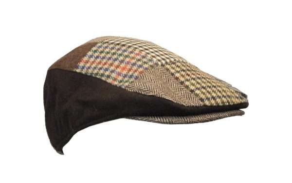 patch flat cap brown side 1 Inner Linning is 100% quilted polyester padded lining, with an inner trim band for extra comfort. Outer jacket (shell) is made from 20% wool, 80% polyester. All Patchwork is styled with tartan and dogtooth patterns. Produced to the highest standards by a manufacturer of top quality countrywear and derby clothing. Please check our size guide against your cap you wish to purchase.
