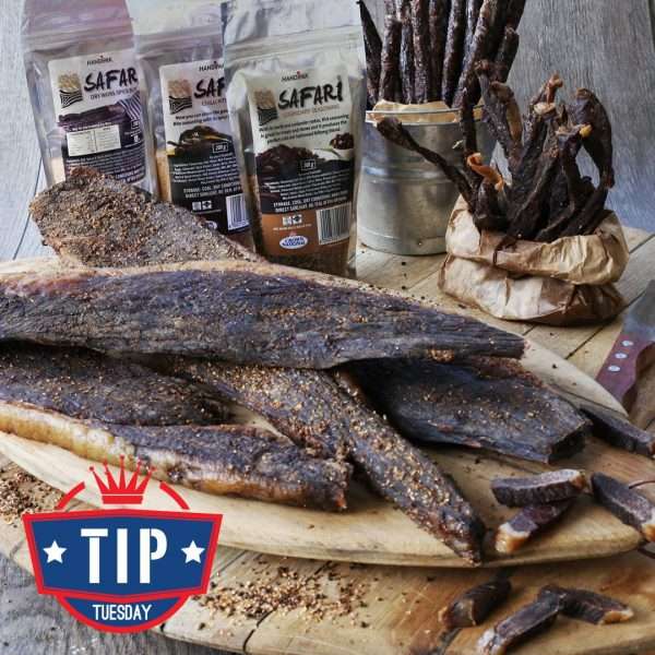 safari biltong pic 3 <b><u>Crown National Spices- Safari Biltong Seasoning 200g </u></b> <strong>Authentic Southern African Spices and Seasonings imported from the most southern tip of the African continent. These spices and seasonings have a proud heritage that dates back to 1912. A unique taste and finest level of quality in every pack. </strong> Size: 200g <b><u>Description: </u></b> •This Safari seasoning is ideal to use to make your own mild perfect Biltong (Almost like dried beef jerky) •This delicious legendary seasoning has beefy and coriander notes. •The seasoning is great for BBQ's or in Afrikaans a Braai, and for stews. <b><u>Ingredients:</u></b> Flavouring [(<b>Celery</b>)Maize Flour, Maize Meal, Colourants, MSG (Flavour Enhancer), Hydrogenated Vegetable Fat (Palm Fruit), Anticaking Agent, Acidity Regulator, Spice Extract (Antioxidant- TBHQ)], Salt, Spices, Sugar, Preservative (Potassium Sorbate) <b><u>Allergens: </u>Celery</b> Produced in a factory where Cow's Milk, Egg, Mustard, Soy, Wheat Gluten are used.