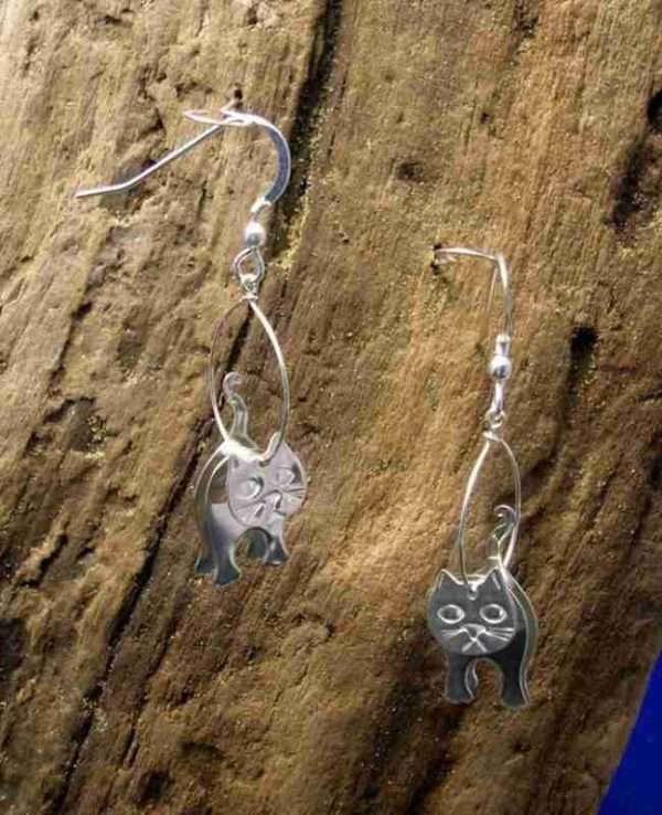 cat ears 1 e1620811207814 Sterling silver cat earrings Handmade Free UK delivery