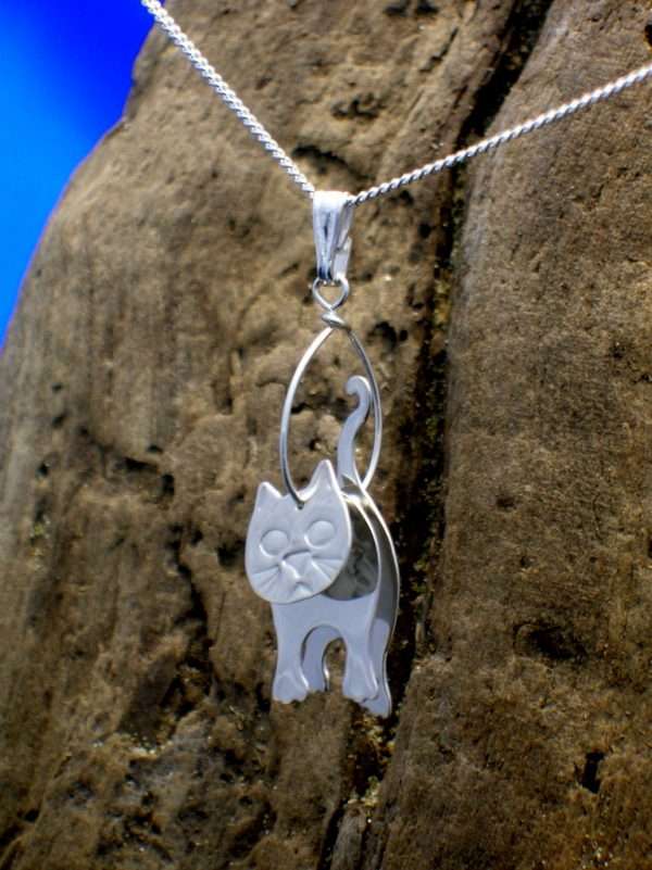 cat pend Sterling silver cat earrings Handmade Free UK delivery