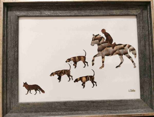 il fullxfull.2324729212 rcmh scaled Beautiful handmade hunting scene feather silhouette crafted with hand picked partridge and pheasant hen and cock bird feathers. Picture comes mounted and framed - but frame may differ to the one pictured Due to the nature of the feathers no two pictures are the same and may differ slightly from the picture.