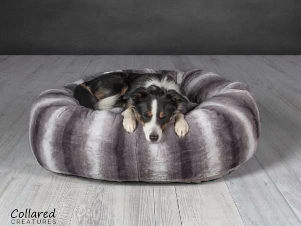 Collared Creatures Grey Luxury Deluxe Donut Dog Bed product shot
