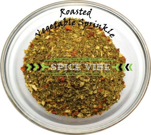 Roasted vegetable spinkle This popular So Good Roasted Vegetable Sprinkle mix with red bell peppers, onion, garlic and herbs. Use it on meat, chicken, fish or vegetables. It is fantastic as garnish on vegetable skewers on the BBQ and on a jacket potato. <b><u>Ingredients: </u></b> Salt, Dehydrated Vegetable (Red Bell Pepper, Onion - Irraded, Garlic-irradiated) Herbs, Spices and Spice Extracts, Vegetable Oil (Canola Seed), Anticaking Agent <b><u>Allergens: None</u></b> <b>May contain allergens</b> So Roasted Vegetable Sprinkle is manufactured on premises where Cow's Milk, Egg, Mustard, Soy, Wheat Gluten are used.