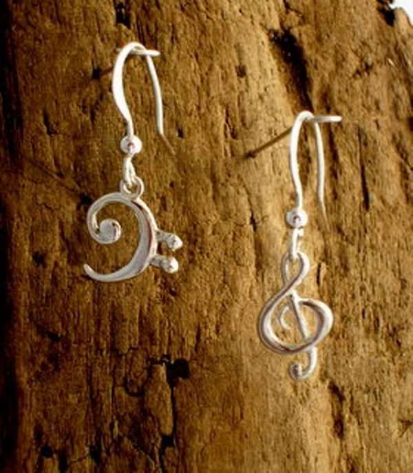 Treble and Bass Clef earrings 800 <p style="text-align: center">Sterling silver Handmade Free UK delivery (1st class)</p>