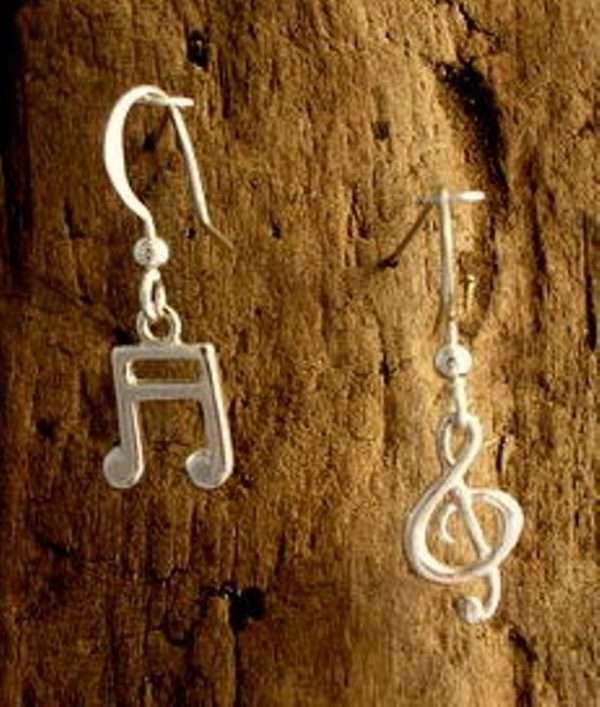 Treble clef semi quaver earrings 800 <p style="text-align: center">Sterling silver Handmade Free UK delivery (1st class)</p>