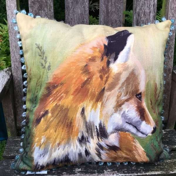 46BFA763 850D 4D91 A510 D29B40D735F5 Lovely fox cushion to brighten any room by Evans of Lichfield Size is 40 cms (16 ins) Cover is washable at 30 degrees Made in the UK Free postage