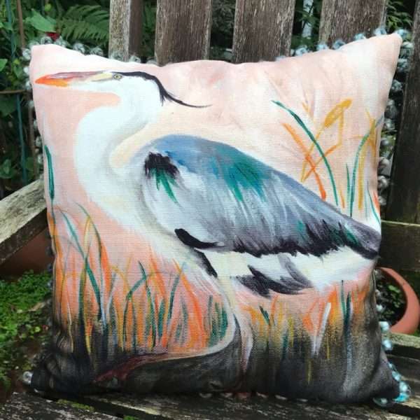 8FB2E5AB A6FF 4CB7 91E8 2D1D29A2DCA7 Lovely Heron cushion to brighten any room by Evans of Lichfield Size is 40 cms (16 ins) Cover is washable at 30 degrees Made in the UK Free postage
